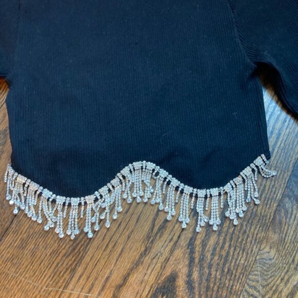 Women's Zara Crop Top, Size S, Black and Silver - Picture 3 of 5